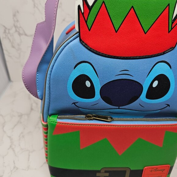 NWT Disney Lilo & Stitch Christmas Elf Stitch Mini Backpack - Picture 2 of 7